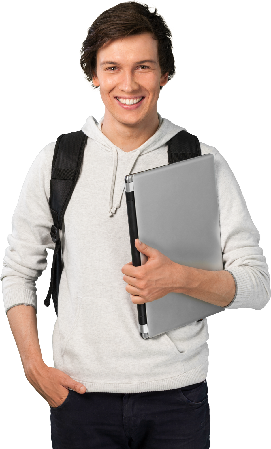 Happy Smiling College Student with Laptop